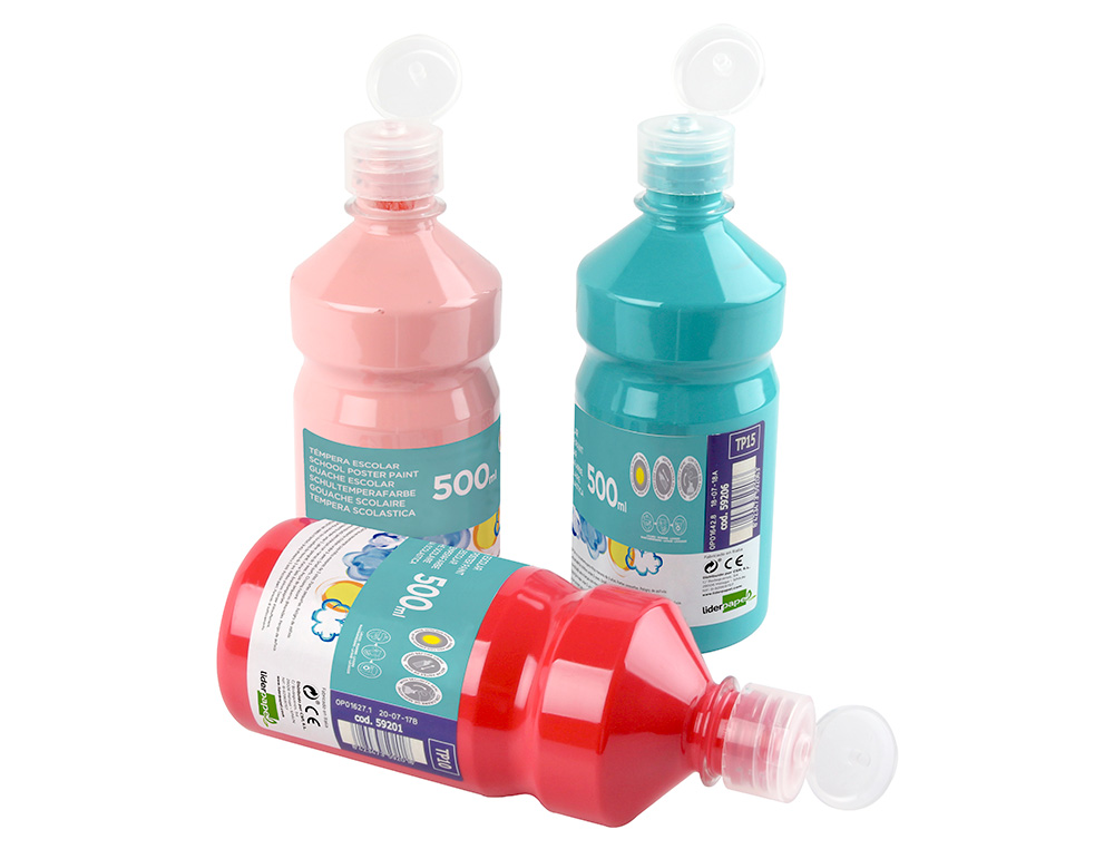 GOUACHE SCOLAIRE LIDERPAPEL LIQUIDE LAVABLE FERMETURE SCURIT BRILLANTE COLORIS VIOLET FLACON 500ML