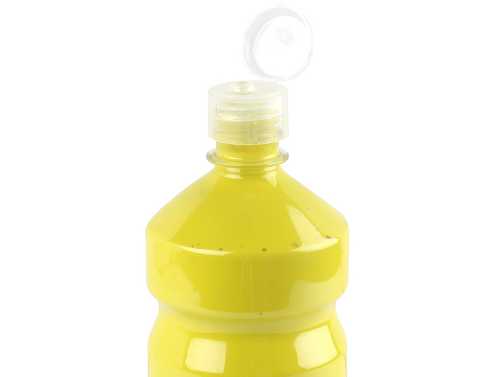 GOUACHE SCOLAIRE LIDERPAPEL LIQUIDE LAVABLE FERMETURE SCURIT BRILLANTE COLORIS JAUNE CITRON FLACON 1000ML