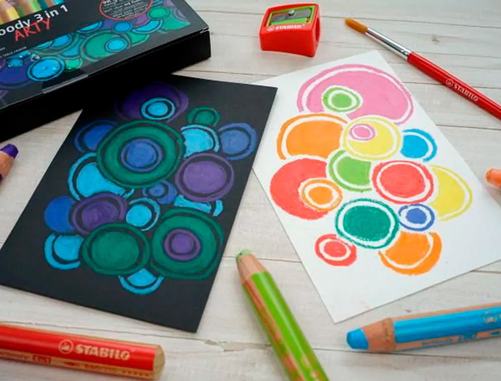 CRAYONS MULTI-TALENTS STABILO WOODY 3IN1 + 1 TAILLE-CRAYON  ETUI CARTON DE 6