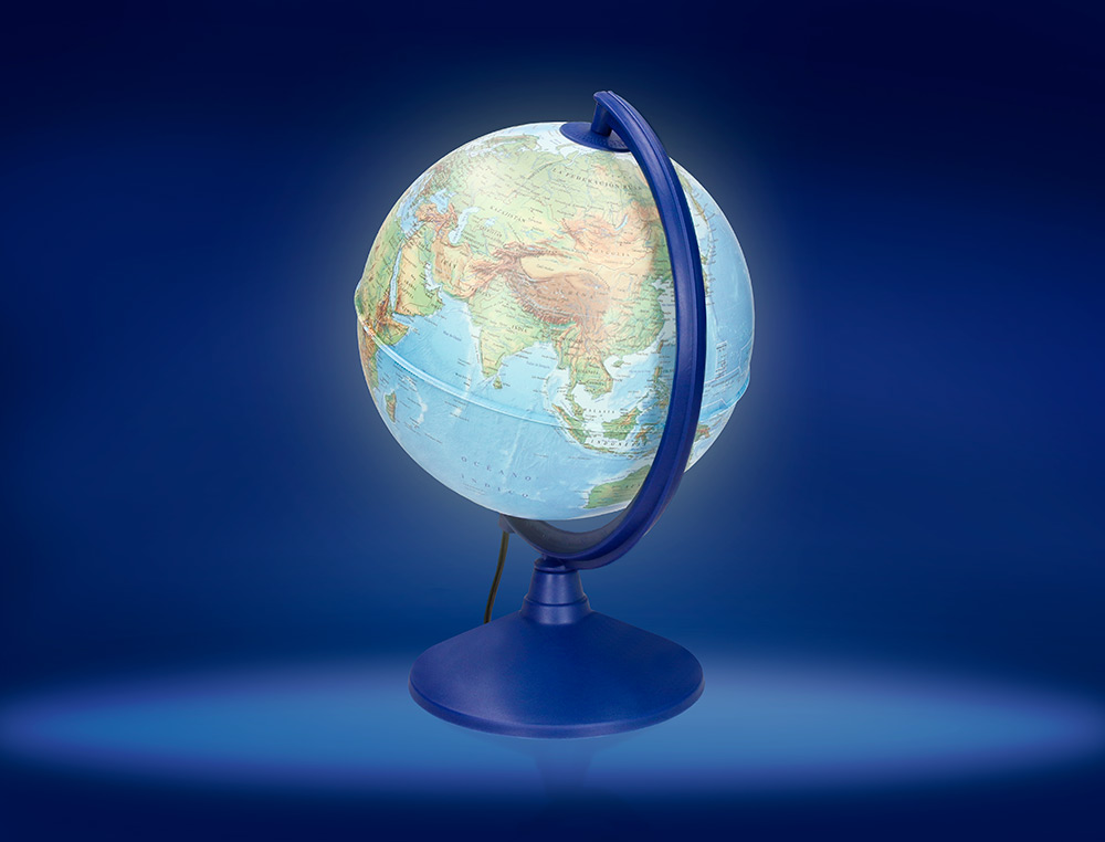 GLOBE TERRESTRE LIDERPAPEL LUMINEUX CARTE PHYSIQUE ET POLITIQUE FR DIAMETRE 20 CM