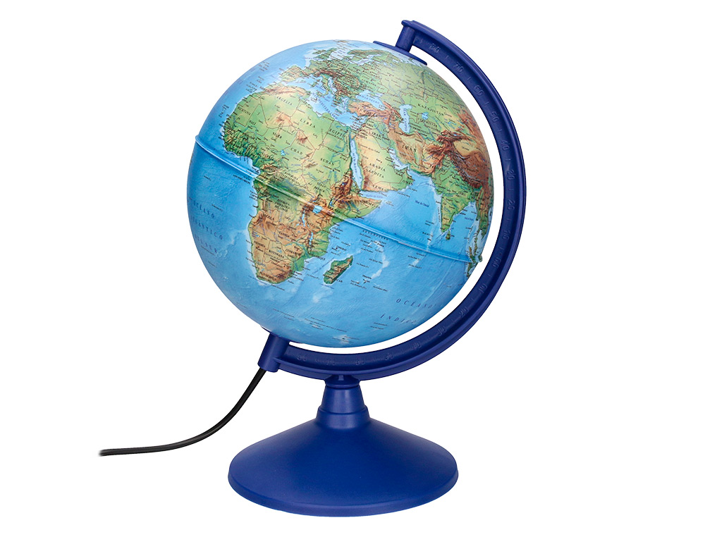 GLOBE TERRESTRE LIDERPAPEL LUMINEUX CARTE PHYSIQUE ET POLITIQUE FR DIAMETRE 20 CM