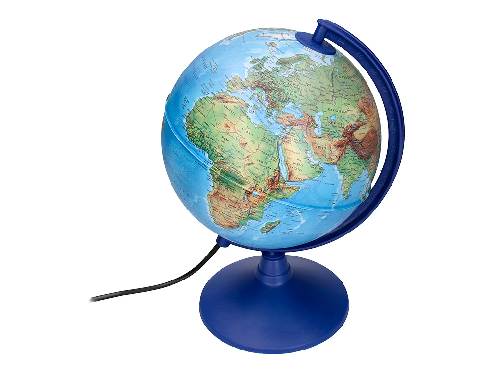 GLOBE TERRESTRE LIDERPAPEL LUMINEUX CARTE PHYSIQUE ET POLITIQUE FR DIAMETRE 20 CM