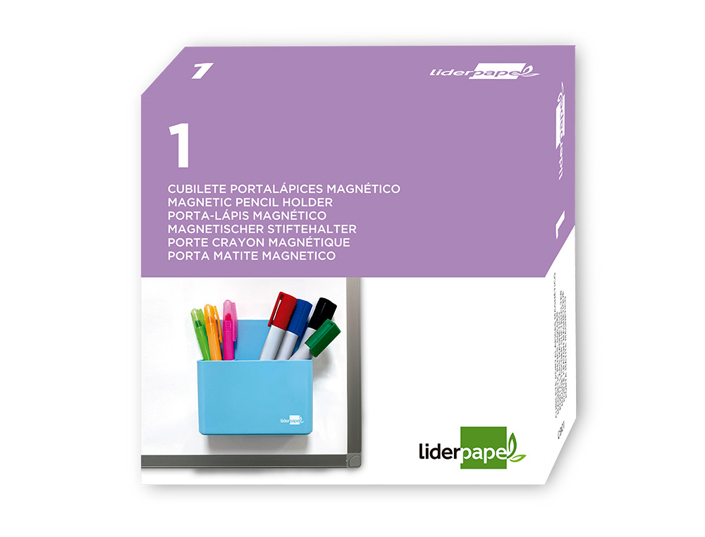 POT A CRAYONS LIDERPAPEL PLASTIQUE MAGNETIQUE          125X75X40 MM BLEU