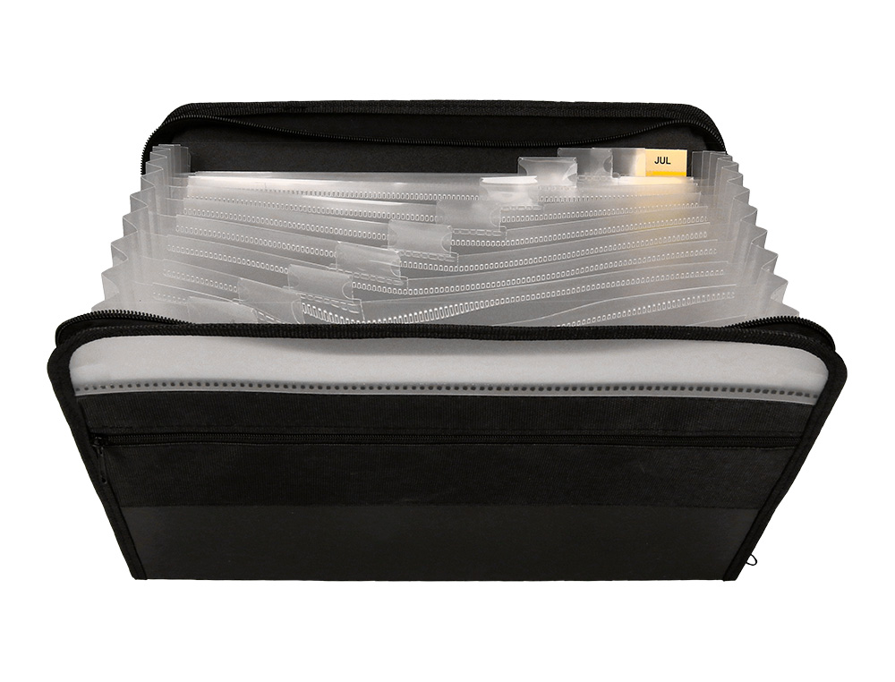 TRIEUR LIDERPAPEL 13 COMPARTIMENTS POLYPRO A4      FERMETURE ECLAIR COLORIS NOIR