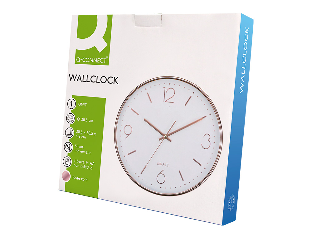 HORLOGE MURALE Q-CONNECT METALLIQUE MOUVEMENT          SILENCIEUX DIAMETRE 35,5 CM   COLORIS CHROME