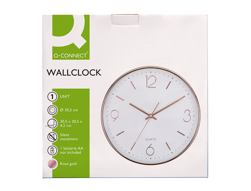 HORLOGE MURALE Q-CONNECT METALLIQUE MOUVEMENT          SILENCIEUX DIAMETRE 35,5 CM   COLORIS CHROME