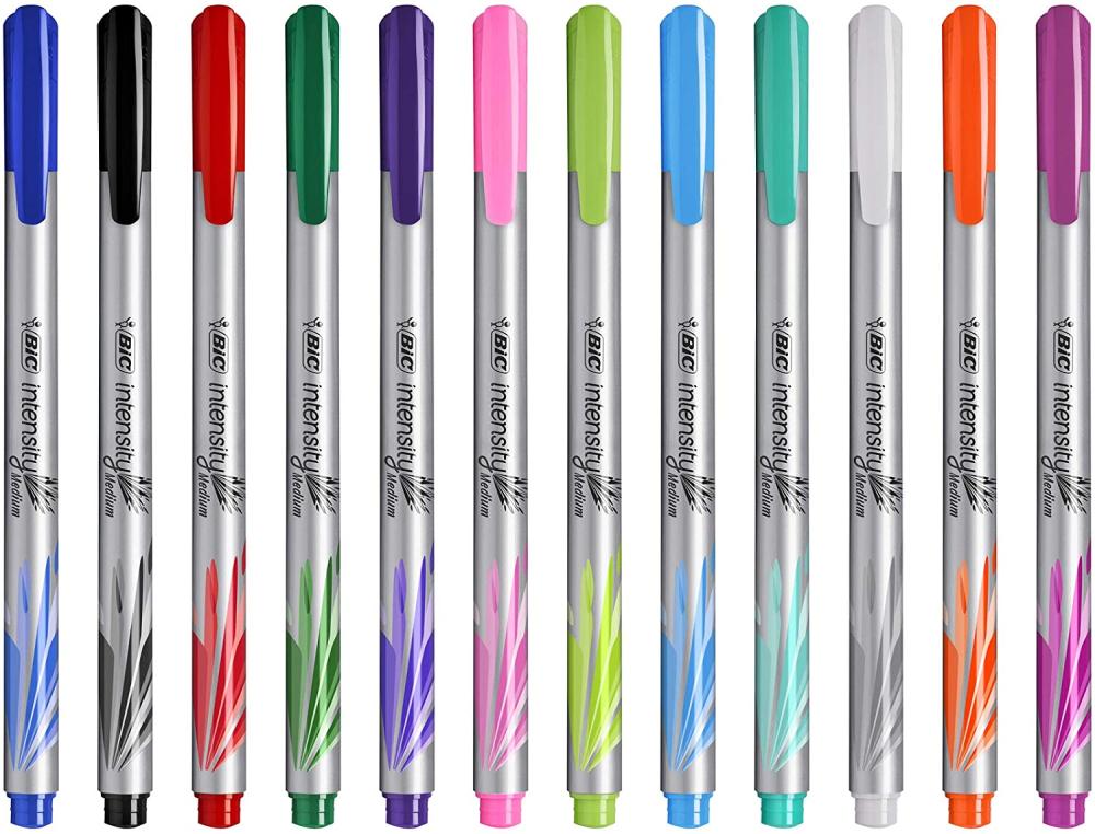 FEUTRE D'ECRITURE BIC INTENSITY POINTE MEDIUM PACK  SEMI DURABLE DE 12 UNITES     COLORIS ASSORTIS