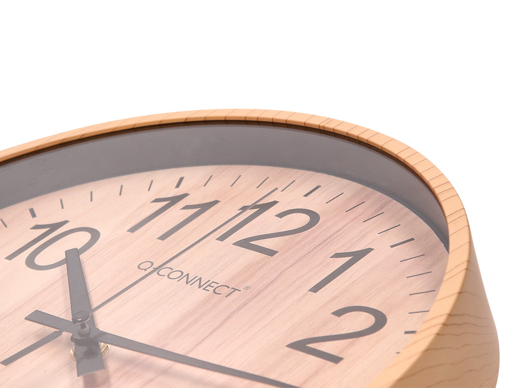 HORLOGE Q-CONNECT MURALE PLASTIQUE RONDE DIAMETRE 25,7CM MECANISME SILENCIEUX COLORIS BOIS NATUREL
