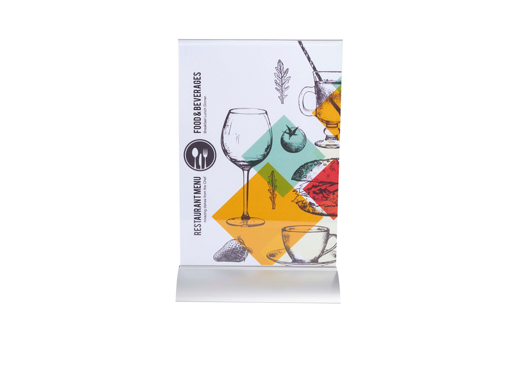 PORTE-VISUEL EXACOMPTA ACRYLIQUE VERTICAL A5 SOCLE   ALUMINIUM COLORIS CRISTAL