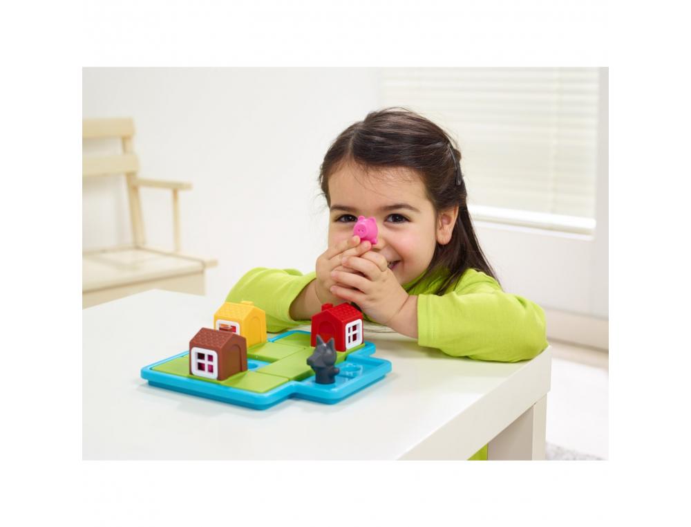 JEU INTERDACTA LES 3 PETITS COCHONS 1 PLATEAU + 3 MAISONS + 3 COCHONS + 1 LOUP + 1      LIVRET + 1 LIVRE AVEC LE