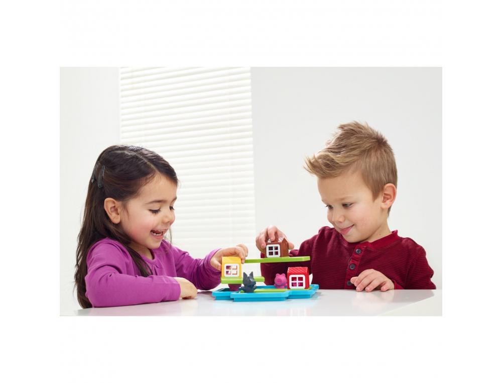 JEU INTERDACTA LES 3 PETITS COCHONS 1 PLATEAU + 3 MAISONS + 3 COCHONS + 1 LOUP + 1      LIVRET + 1 LIVRE AVEC LE
