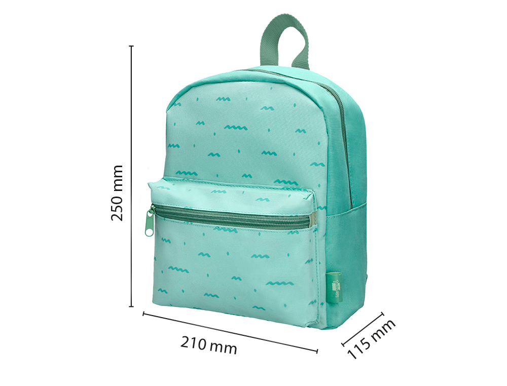 SAC A DOS LIDERPAPEL BABY VAGUES 250X115X210MM COLORIS  VERT D'EAU