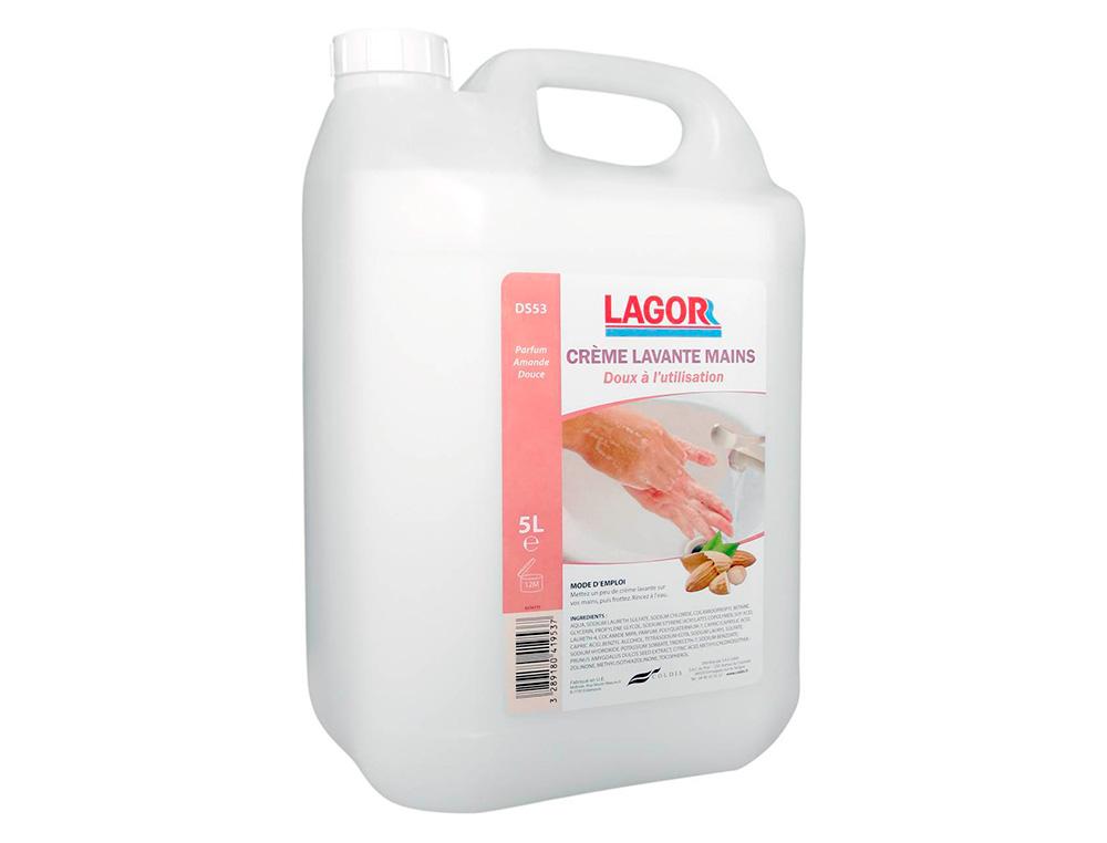 CRME LAVANTE COLDIS LAGOR MAINS DOUCES RICHE AGENTS HYDRATANTS SANS ABRASIFS SOLVANTS PTROLIERS PARFUM AMANDE BIDON 5L