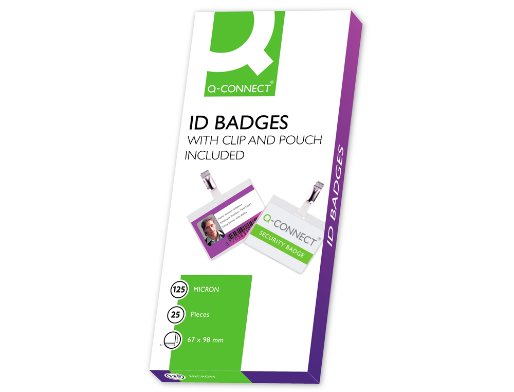 BADGE Q-CONNECT AUTOPLASTIFIABLE CLIP SANS BRISTOL CARTE 98X67MM