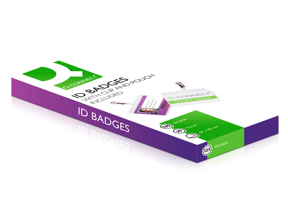 BADGE Q-CONNECT AUTOPLASTIFIABLE CLIP SANS BRISTOL CARTE 98X67MM