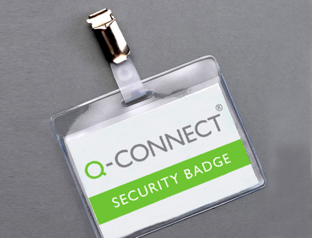 BADGE Q-CONNECT AUTOPLASTIFIABLE CLIP SANS BRISTOL CARTE 98X67MM