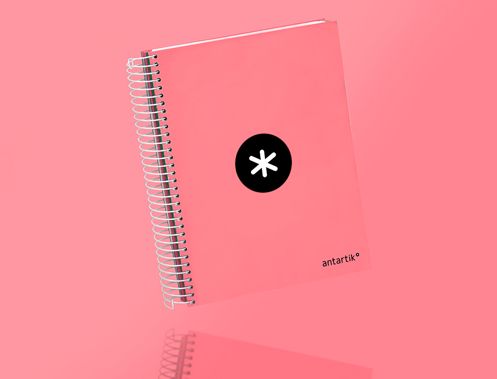 CAHIER SPIRALE ANTARTIK A5 240P 90G REMBORDE QUADRILLAGE 5MM MICROPERFORE 5 BANDES 6   TROUS COLORIS CORAIL
