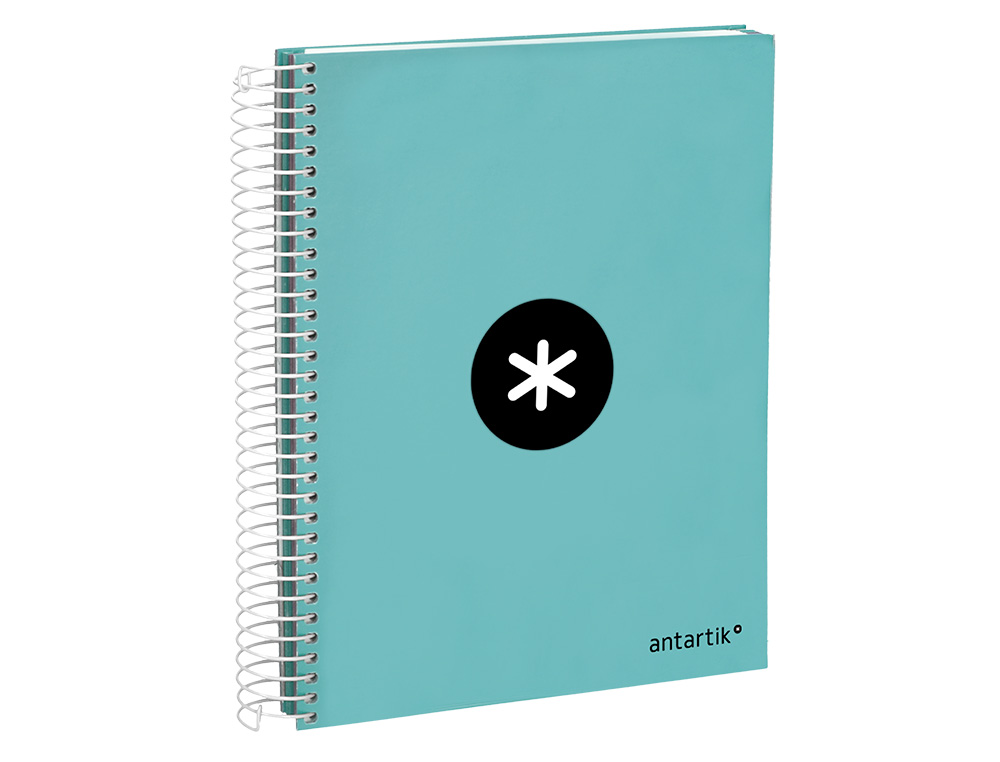 CAHIER SPIRALE ANTARTIK A5 240P 90G REMBORDE QUADRILLAGE 5MM MICROPERFORE 5 BANDES 6   TROUS COLORIS MENTHE