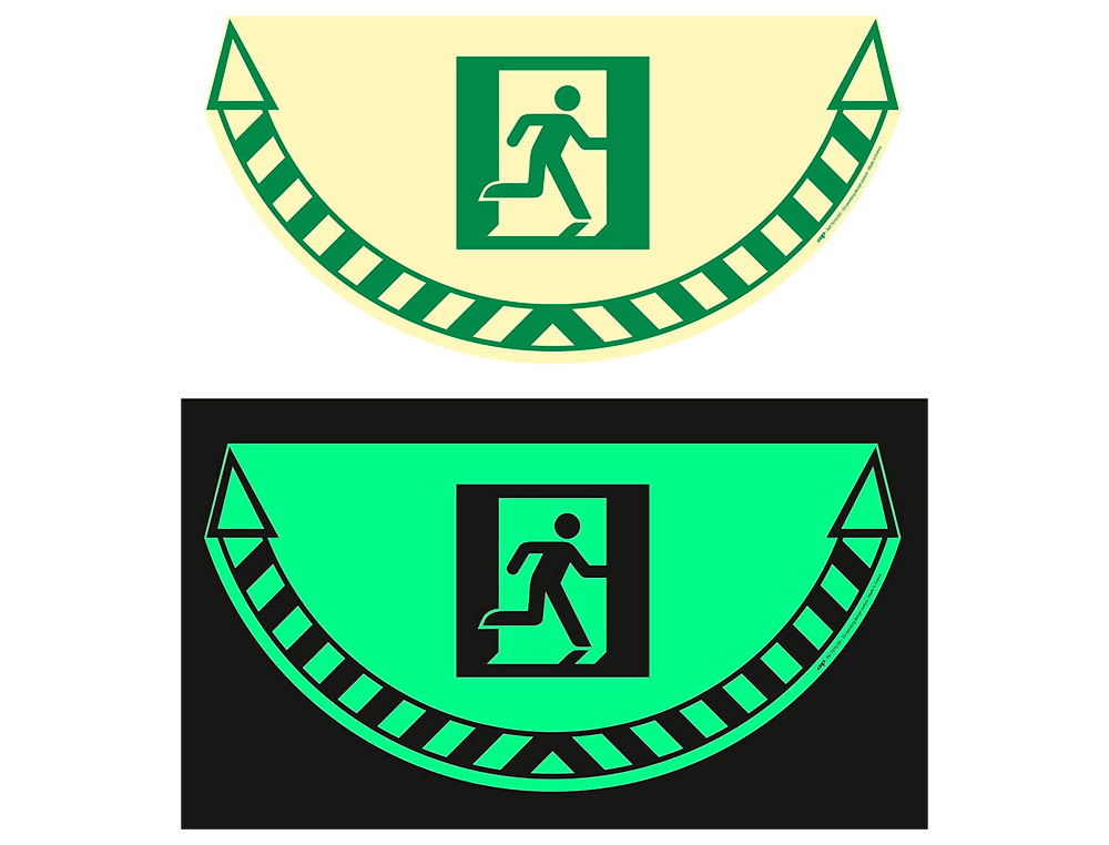STICKER DE SIGNALISATION CEP SORTIE DE SECOURS PHOTOLUMINESCENT POUR POSE AU SOL 640X320MM