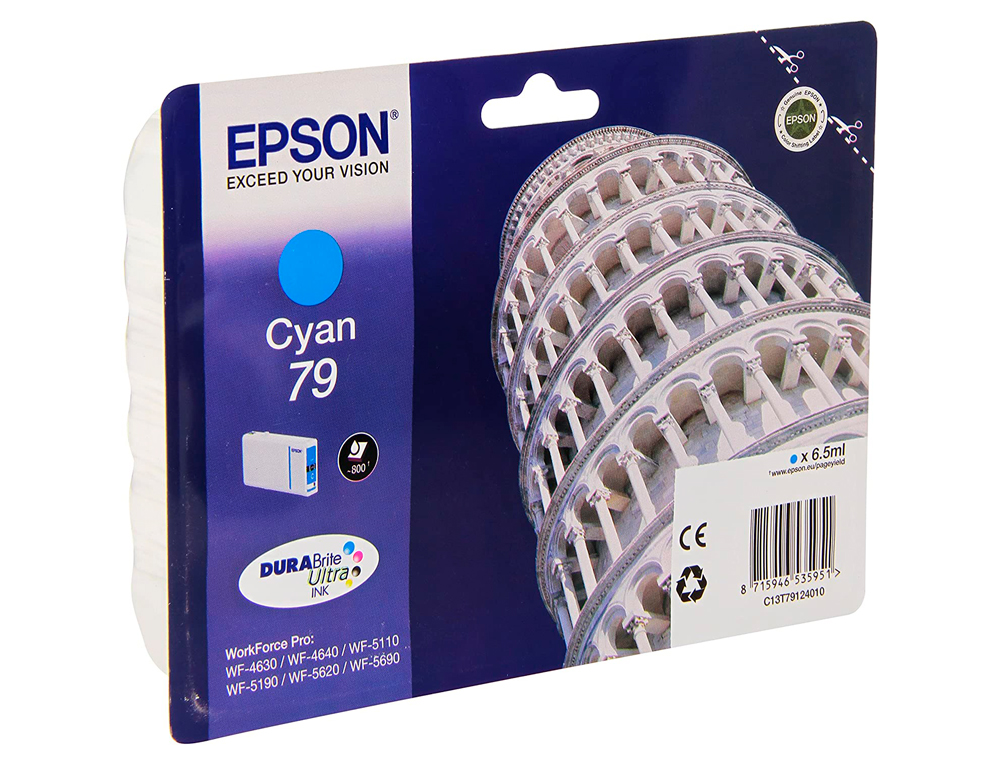 CARTOUCHE EPSON JET D'ENCRE T7912 EPSON WF-4640/5110/5190/5620/5690 COULEUR CYAN