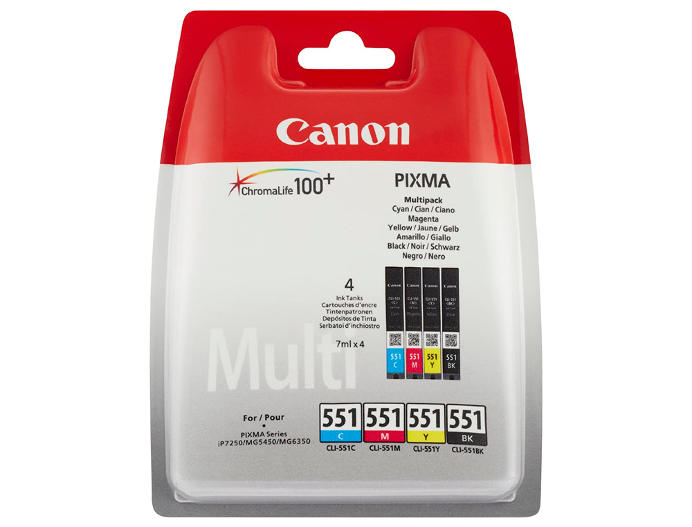 CARTOUCHE CANON JET D'ENCRE PGI-551BK MULTIPACK 4 COULEURS 349P