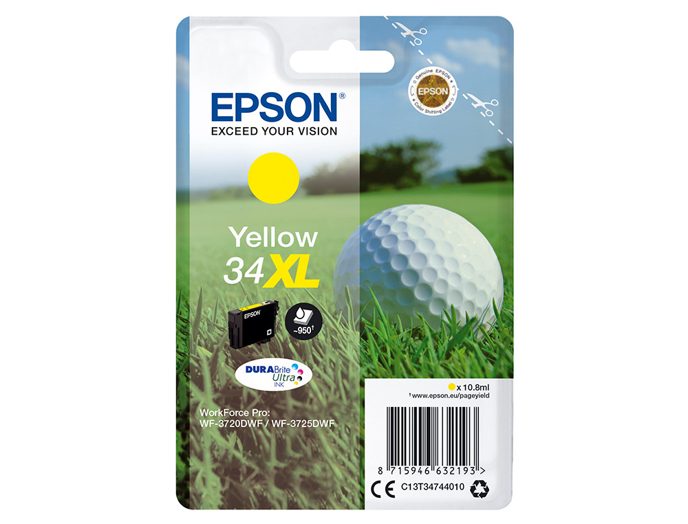 CARTOUCHE EPSON N34 XL JET D'ENCRE COULEUR JAUNE HAUTE CAPACITÉ 950P