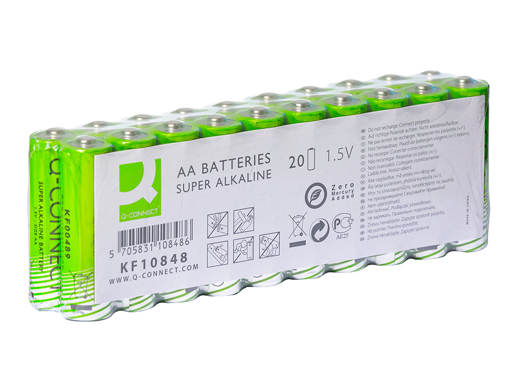 PILE Q-CONNECT ALCALINE AA LR6 CAPACIT 1.5V PACK 20 UNITS
