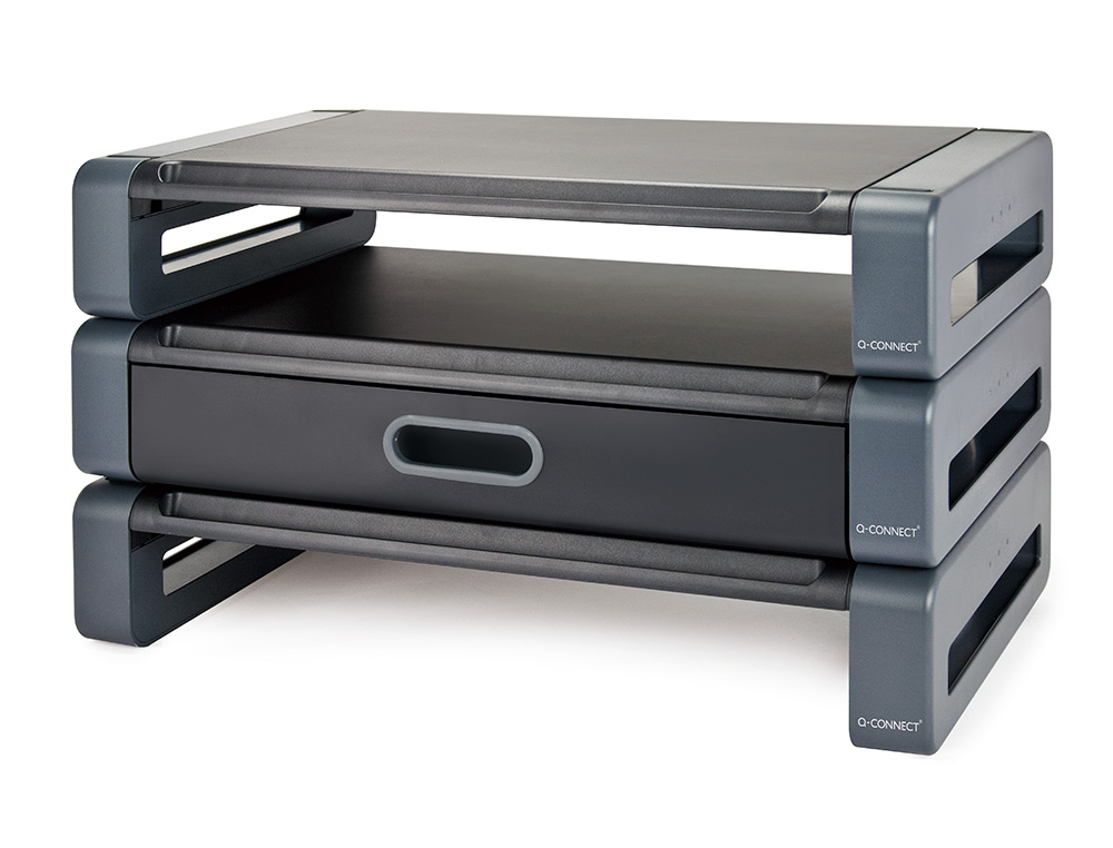 SUPPORT CRAN Q-CONNECT DELUXE SUPPORTE 5KG AVEC TIROIR 48.6X27.6X9.6CM COLORIS NOIR