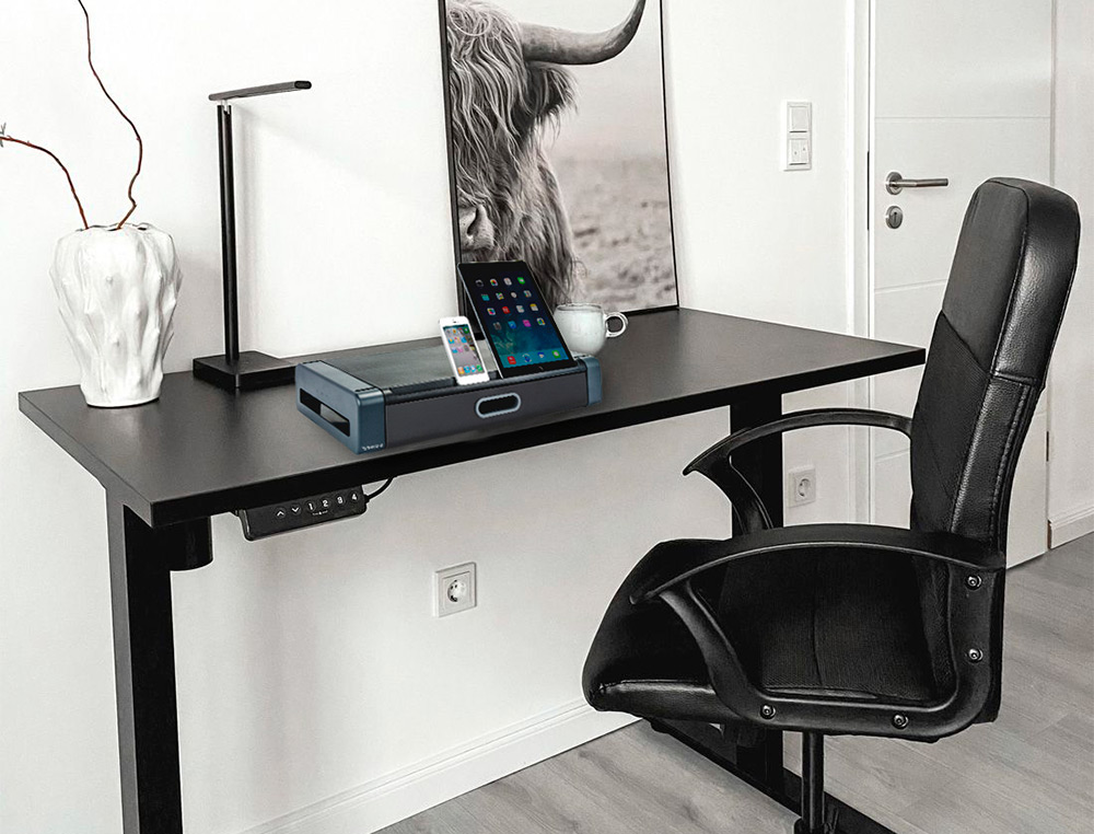 SUPPORT CRAN Q-CONNECT DELUXE SUPPORTE 5KG AVEC TIROIR 48.6X27.6X9.6CM COLORIS NOIR