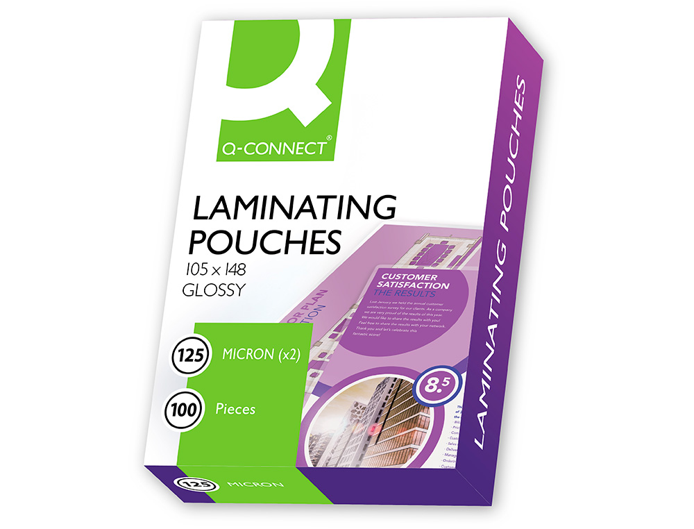 POCHETTE PLASTIFICATION Q-CONNECT  CHAUD CONOMIQUE FORMAT A6 105X148MM 125 MICRONS BOTE DE 100 UNITS