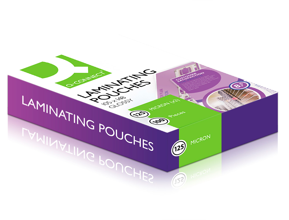 POCHETTE PLASTIFICATION Q-CONNECT  CHAUD CONOMIQUE FORMAT A6 105X148MM 125 MICRONS BOTE DE 100 UNITS
