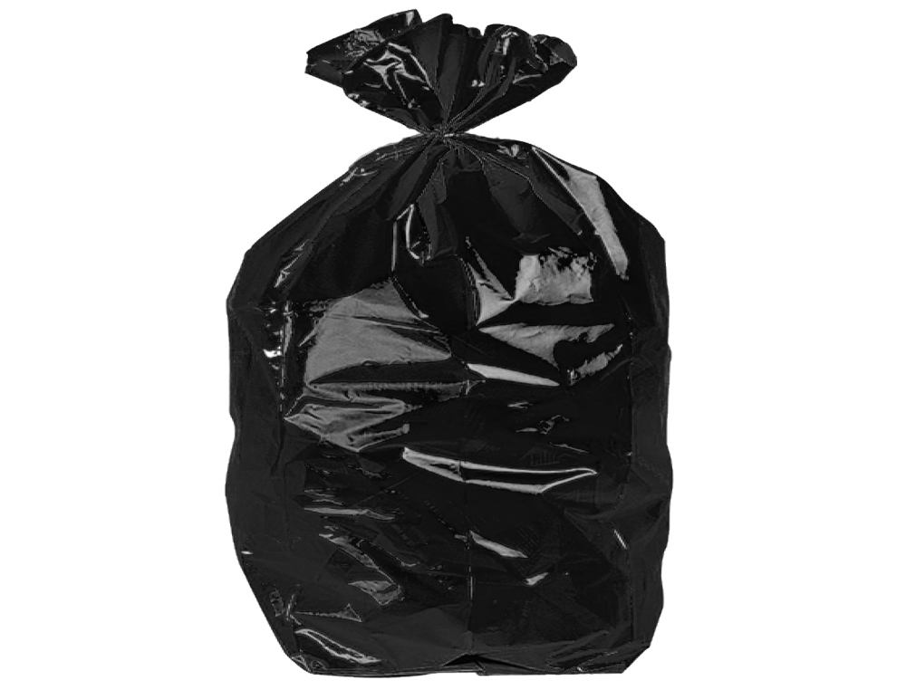 SAC POUBELLE DOMESTIQUE 55X60CM LIENS COULISSANTS CALIBRE 120 CAPACIT 23L COLORIS NOIR ROULEAU 15 UNITS