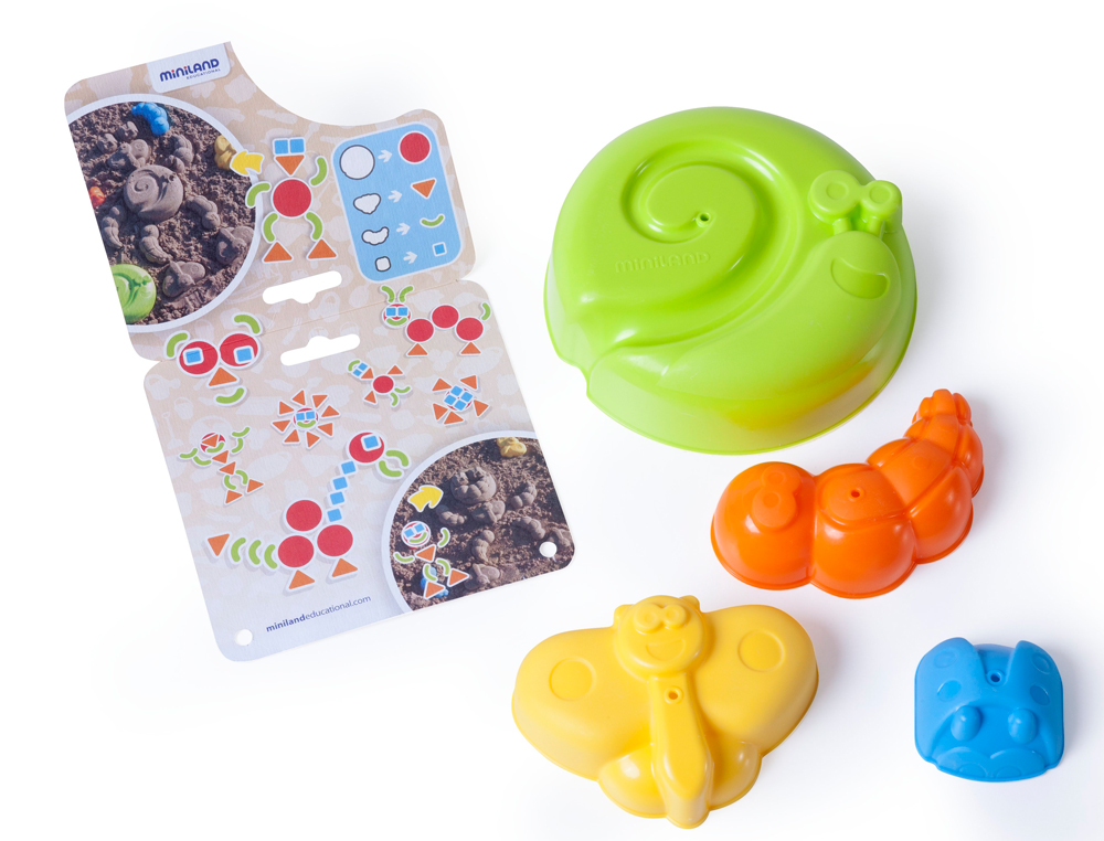 MOULE  SABLE MINILAND EN PLASTIQUE FORMES ET COLORIS ASSORTIS 140MM SET DE 4 UNITS
