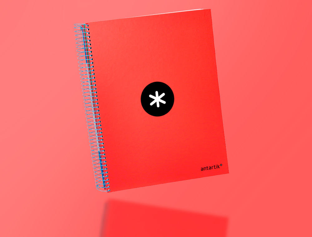 CAHIER SPIRALE ANTARTIK A4 240P 90G COUVERTURE REMBORDEE QUADRILLAGE 5MM 4 TROUS       COIL-LOCK COLORIS ROUGE