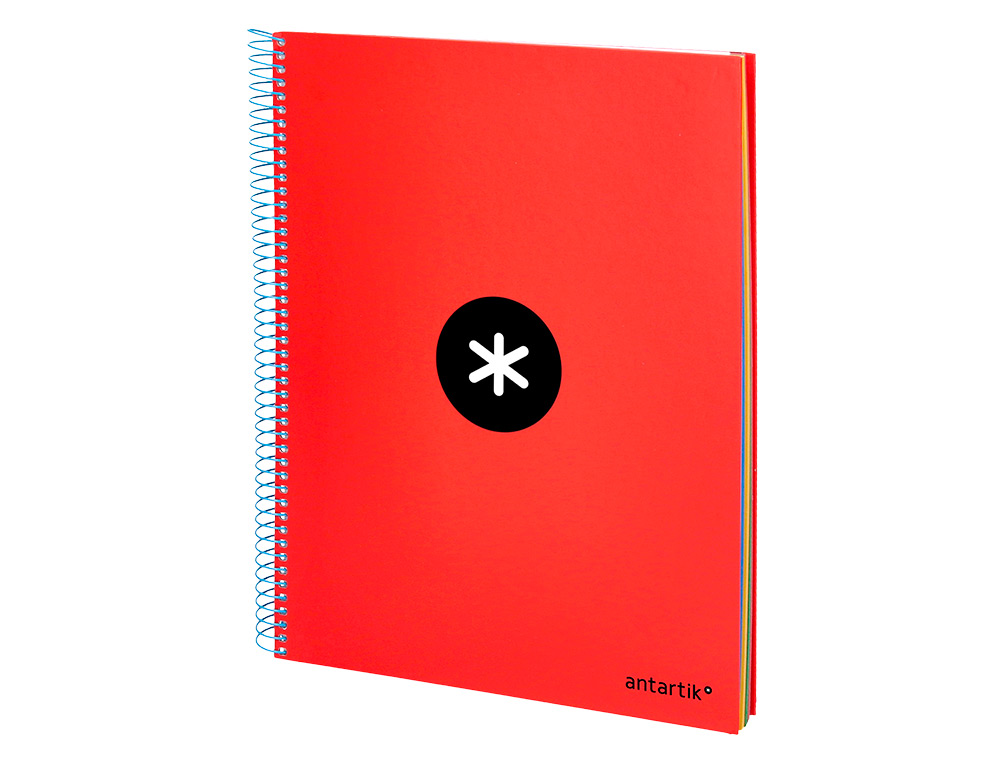 CAHIER SPIRALE ANTARTIK A4 240P 90G COUVERTURE REMBORDEE QUADRILLAGE 5MM 4 TROUS       COIL-LOCK COLORIS ROUGE
