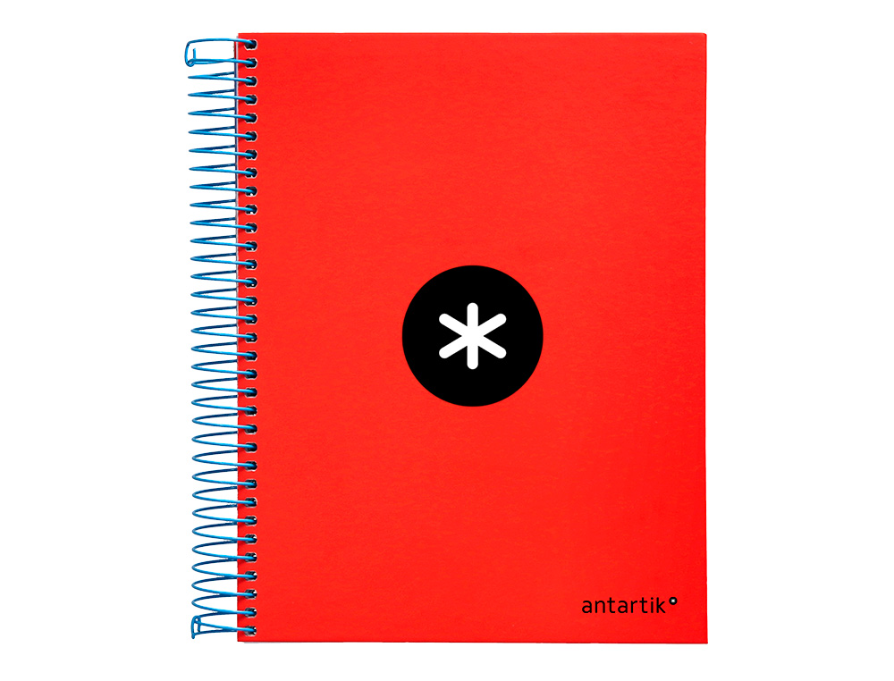 CAHIER SPIRALE ANTARTIK A5 240P 90G COUVERTURE REMBORDEE QUADRILLAGE 5MM 6 TROUS       COIL-LOCK COLORIS ROUGE