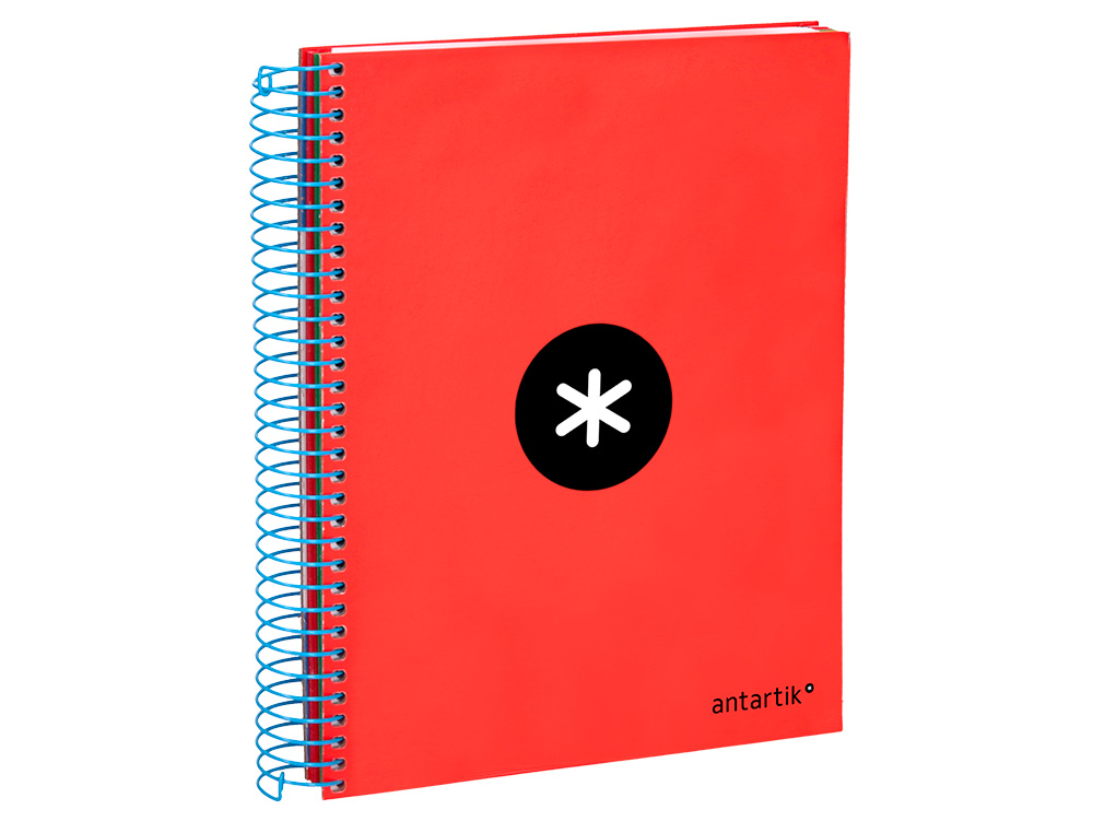 CAHIER SPIRALE ANTARTIK A5 240P 90G COUVERTURE REMBORDEE QUADRILLAGE 5MM 6 TROUS       COIL-LOCK COLORIS ROUGE