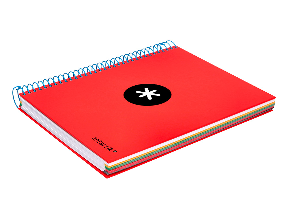 CAHIER SPIRALE ANTARTIK A5 240P 90G COUVERTURE REMBORDEE QUADRILLAGE 5MM 6 TROUS       COIL-LOCK COLORIS ROUGE