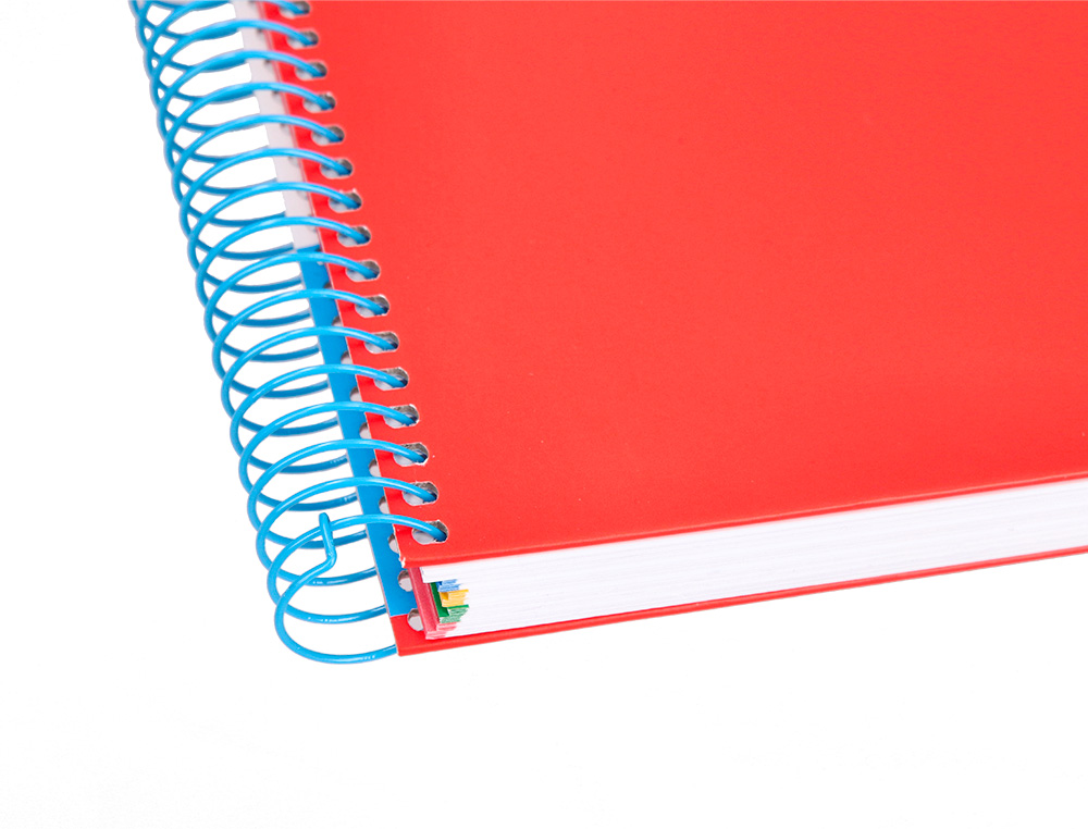CAHIER SPIRALE ANTARTIK A5 240P 90G COUVERTURE REMBORDEE QUADRILLAGE 5MM 6 TROUS       COIL-LOCK COLORIS ROUGE
