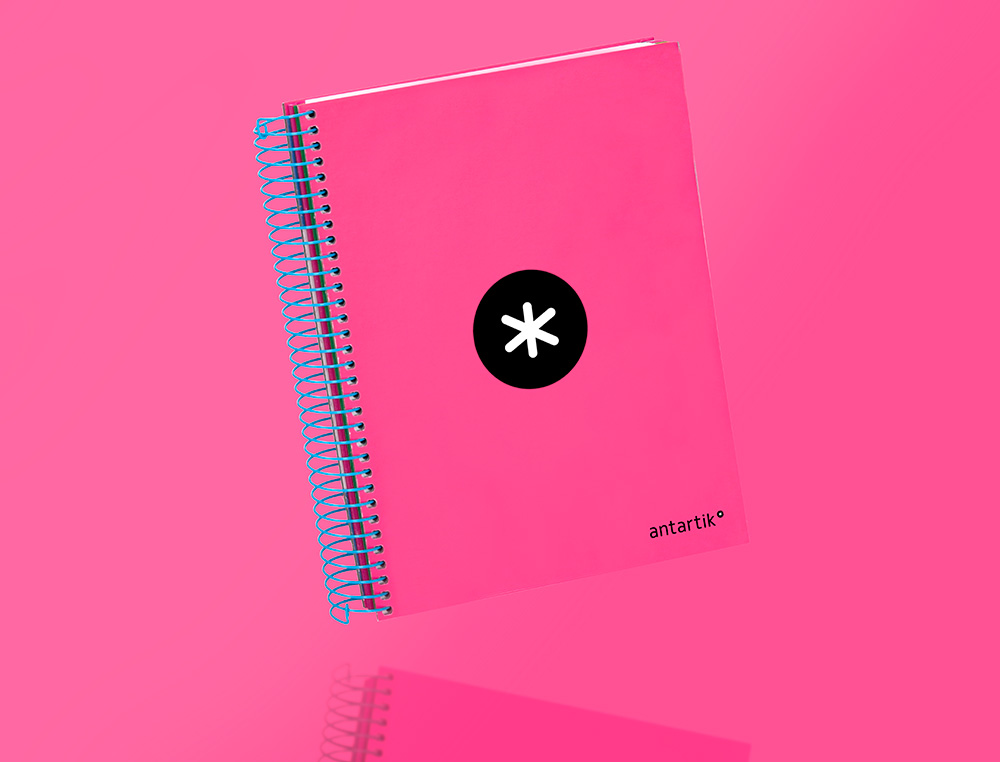 CAHIER SPIRALE ANTARTIK A5 240P 90G COUVERTURE REMBORDEE QUADRILLAGE 5MM 6 TROUS       COIL-LOCK COLORIS ROSE FLUO