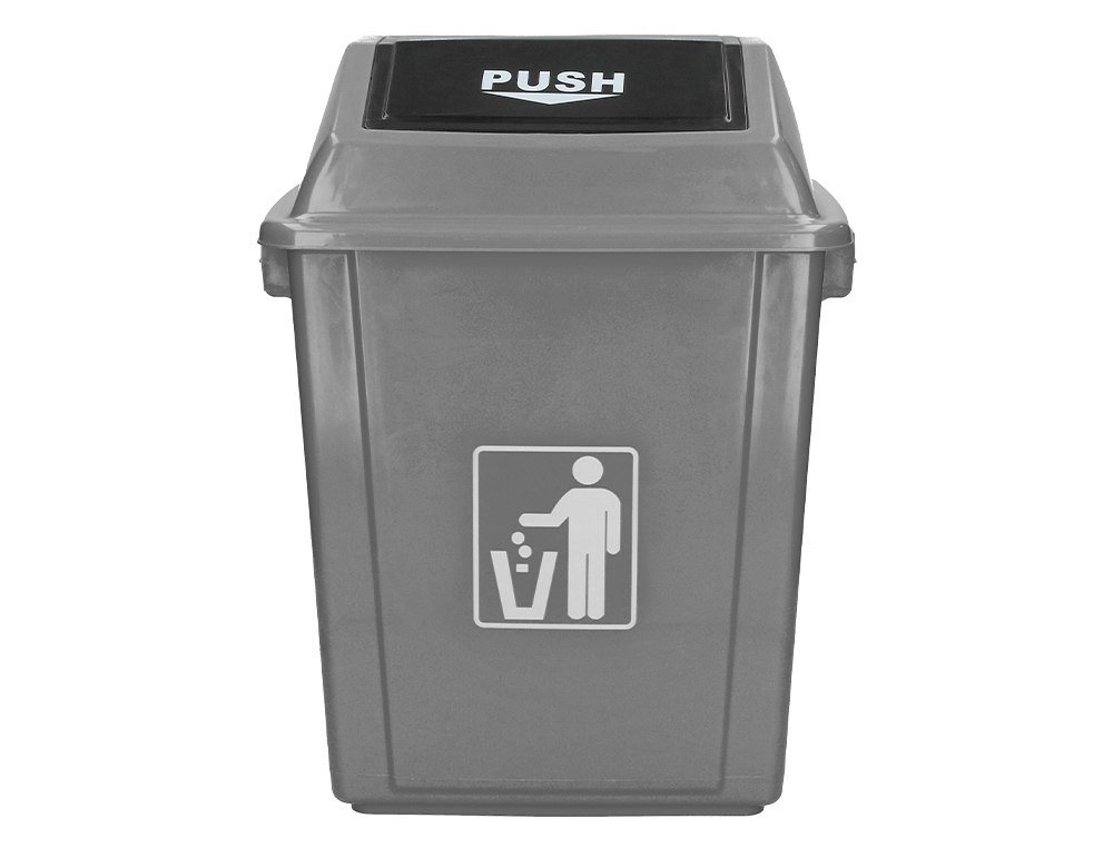 POUBELLE Q-CONNECT PLASTIQUE COUVERCLE BASCULANT OUVERTURE FACILE 2 POIGNES 40L 410X280X610MM COLORIS GRIS