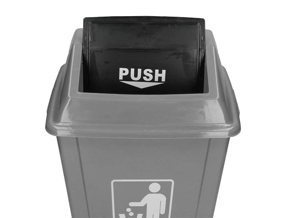 POUBELLE Q-CONNECT PLASTIQUE COUVERCLE BASCULANT OUVERTURE FACILE 2 POIGNES 40L 410X280X610MM COLORIS GRIS