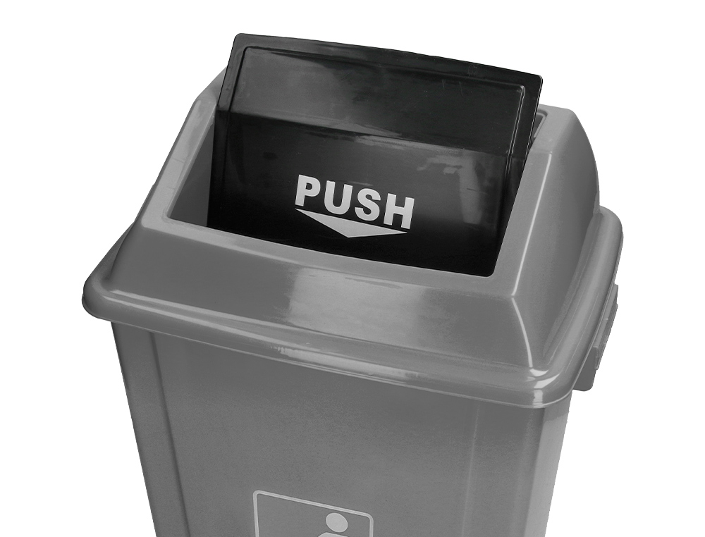 POUBELLE Q-CONNECT PLASTIQUE COUVERCLE BASCULANT OUVERTURE FACILE 2 POIGNES 40L 410X280X610MM COLORIS GRIS