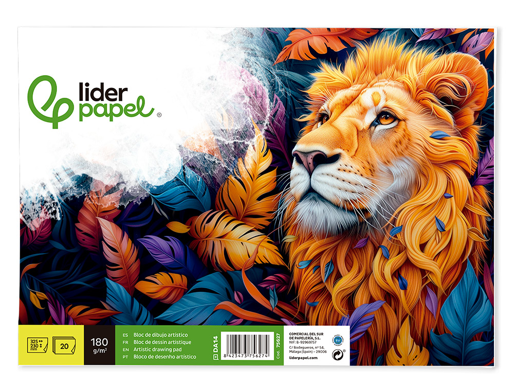 BLOC LIDERPAPEL PAPIER DESSIN ARTISTIQUE ENCOLL SANS ENCADREMENT 180G/M2 FORMAT A4+ 230X325MM 20F