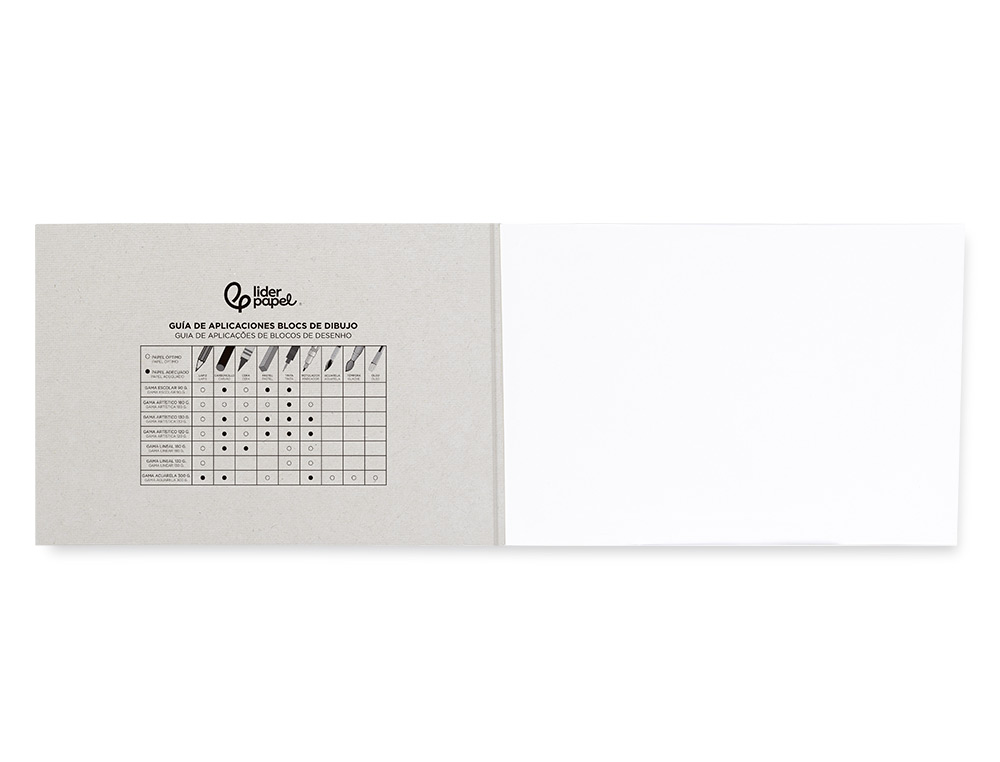 BLOC LIDERPAPEL PAPIER DESSIN ARTISTIQUE ENCOLL SANS ENCADREMENT 180G/M2 FORMAT A4+ 230X325MM 20F