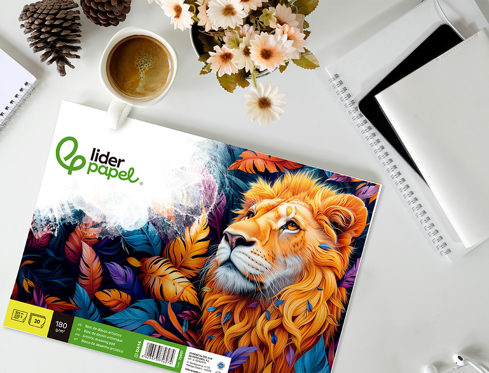 BLOC LIDERPAPEL PAPIER DESSIN ARTISTIQUE ENCOLL SANS ENCADREMENT 180G/M2 FORMAT A4+ 230X325MM 20F