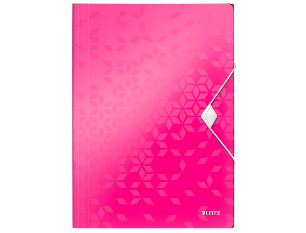 CHEMISE 3 RABATS LEITZ WOW POLYPROPYLNE FERMETURE LASTIQUE COLORIS ROSE 235X320MM