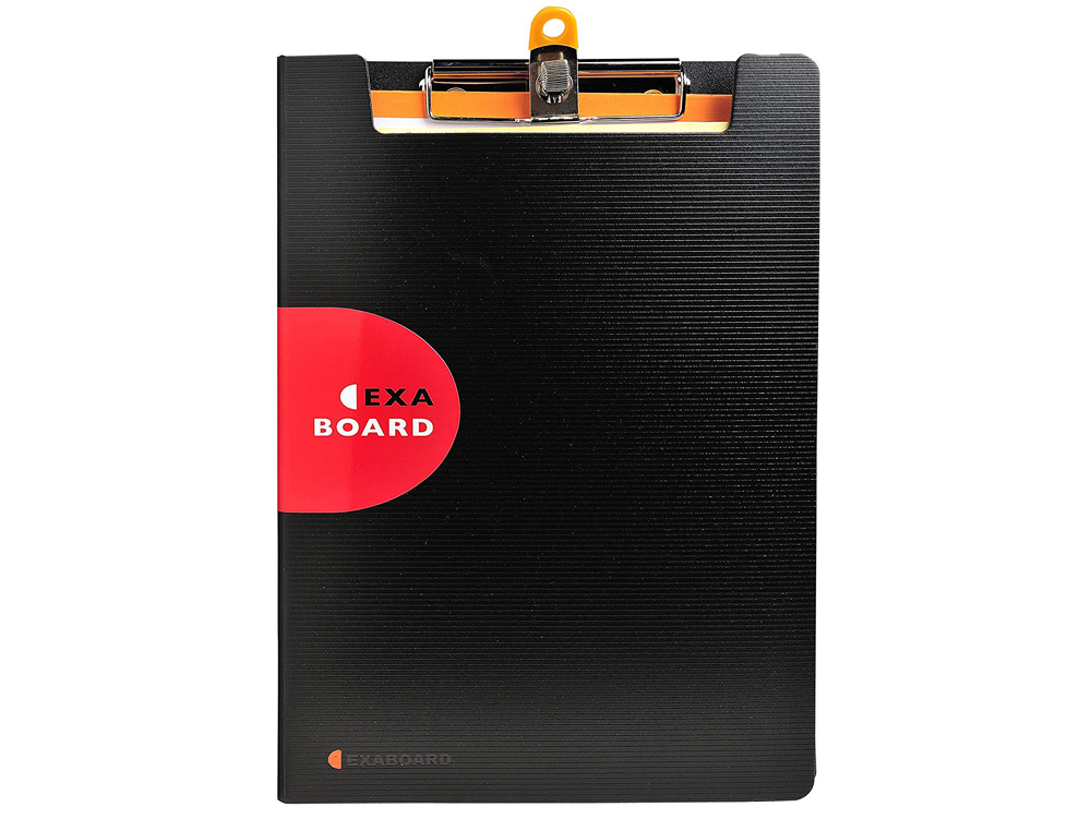 PORTE-BLOC EXACOMPTA EXABOARD A4 RABAT CLIP MTAL SOLIDE PORTE-STYLO FERMETURE LASTIQUE 23,5X33,5CM COLORIS NOIR