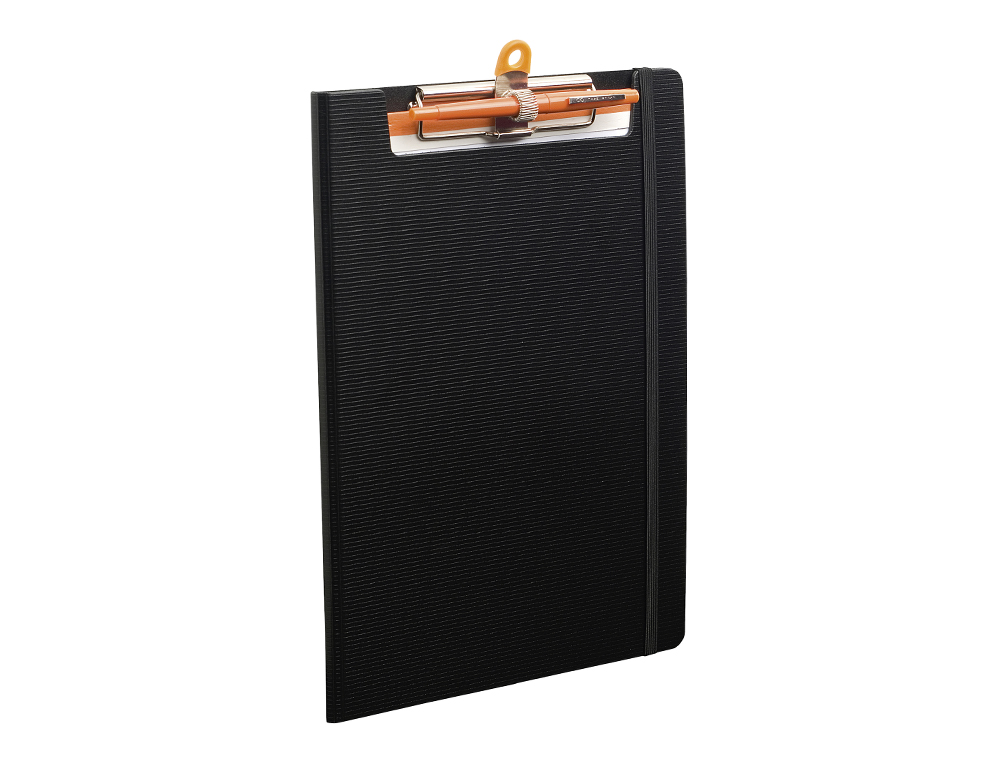 PORTE-BLOC EXACOMPTA EXABOARD A4 RABAT CLIP MTAL SOLIDE PORTE-STYLO FERMETURE LASTIQUE 23,5X33,5CM COLORIS NOIR