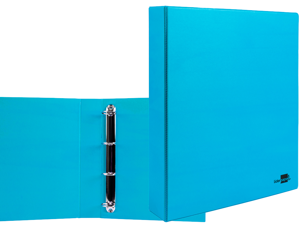 CLASSEUR LIDERPAPEL 4 ANNEAUX RONDS 40MM A4 CARTON REMBORD PVC COLORIS BLEU CIEL